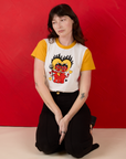 Vintage Tee in Devil Lovers and black Western Pants worn by Alex