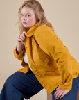 Denim Work Jacket in Mustard Yellow on Juliet