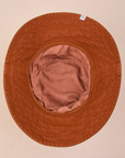 Wide Brim Denim Bucket Hats in Burnt Terracotta bottom view