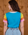 Calypso Tee in Rainbow back view on Alex