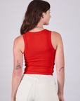 Tank Top in Mustang Red back view on Alex