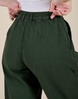Close up back view of Heavyweight Trousers in Swamp Green on Alex