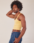 Cropped Cami in Butter Yellow side view on Jerrod