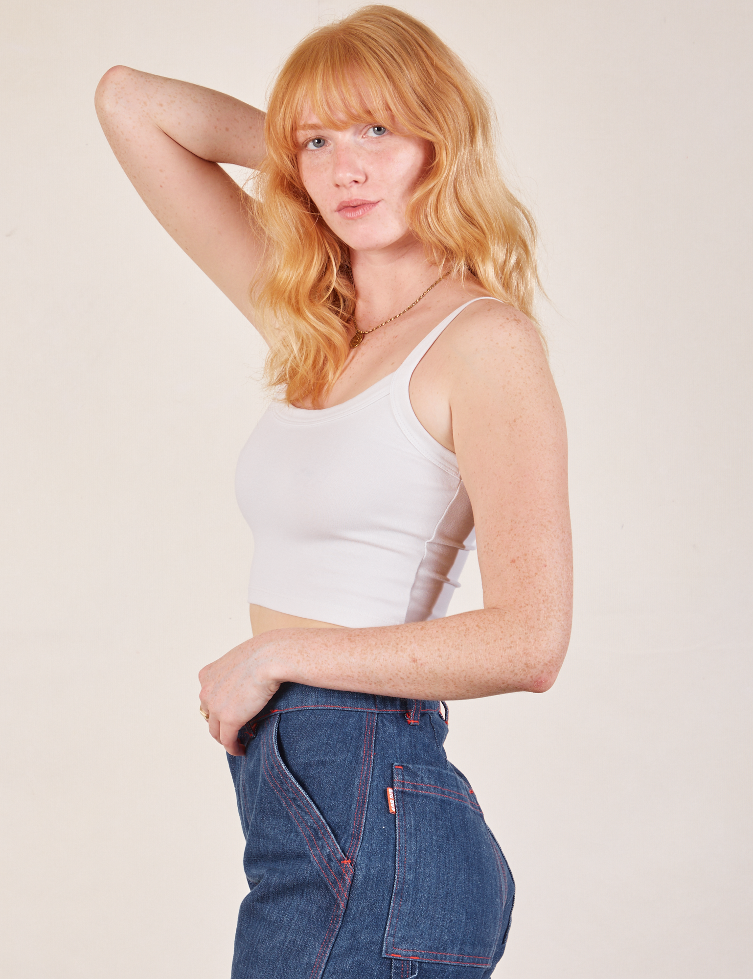 Cropped Cami in Vintage Tee Off-White side view on Margaret
