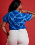 Chain Link Vintage Tee in Royal Blue back view on Meghna