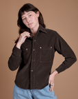 Cropped Corduroy Overshirt - Espresso Brown