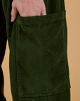Corduroy Drop Pocket Cargo Pants - Evergreen