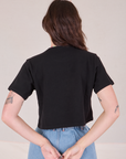 Cropped Burly Tee in Basic Black back view on Alex