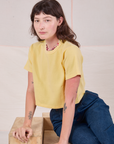 Cropped Burly Tee in Butter Yellow on Alex
