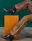 Leopard Work Pants pant leg close up on Tiara