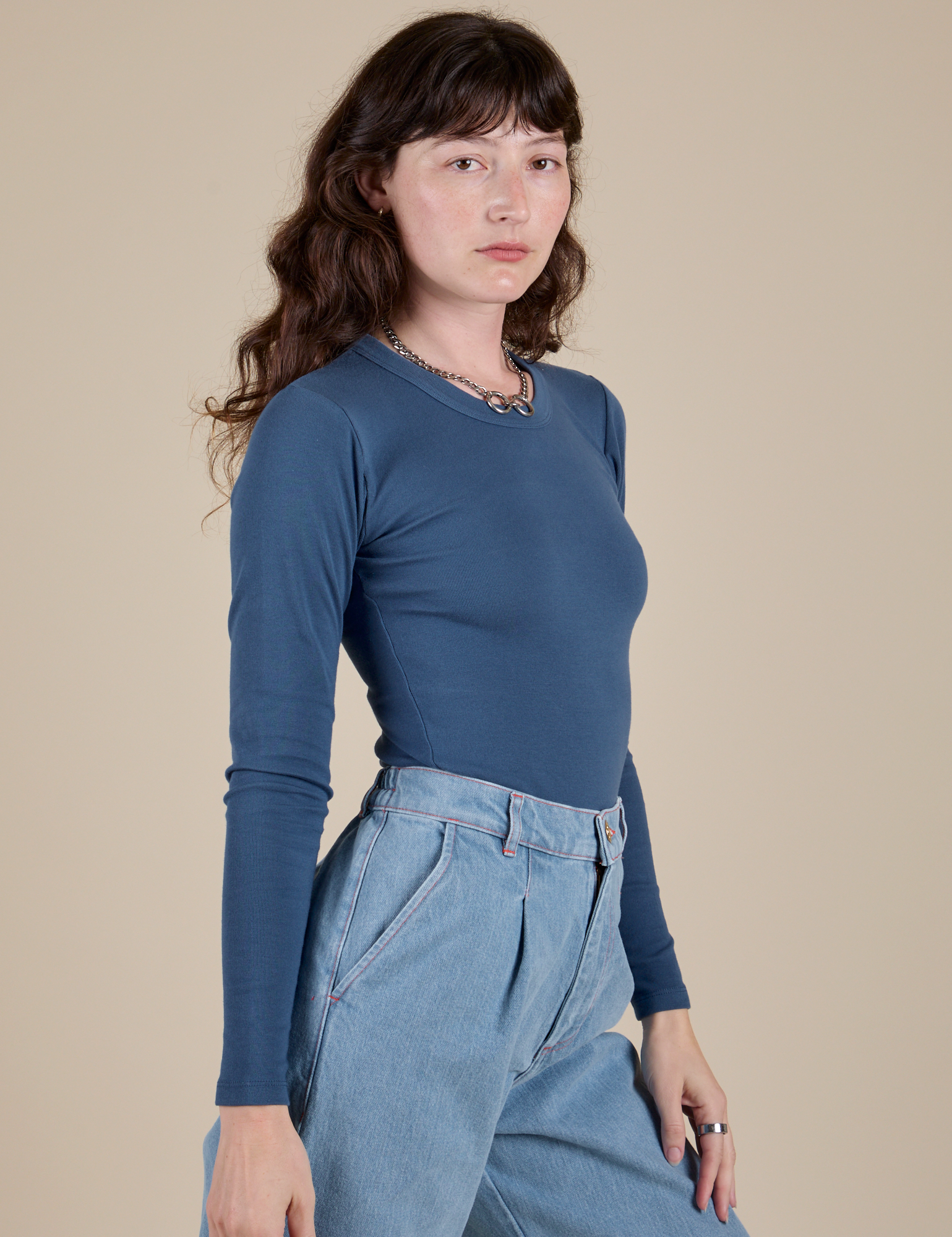 Long Sleeve Baby Tee - French Blue