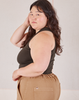 Racerback Tank in Espresso Brown side view on Ashley