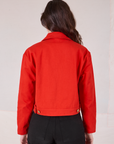 Mechanic Jacket in Mustang Red back view on Alex