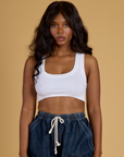 Contrast Stitch Mini Tank - Vintage Tee White