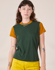 Mismatched Tee - Green & Mustard