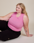 Juliet is wearing Muscle Tee in Bubblegum Pink