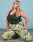 Work Pants in Ocean and Sky and swamp green Tank Top worn by Juliet