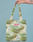 Ocean and Sky Printed Shopper Tote held by person
