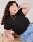 Ashley is wearing Organic Vintage Tee in Basic Black