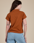 Pantry Button-Up in Burnt Terracotta back view on Alex