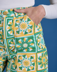 Longline Work Shorts - Spring Quilt Print