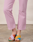 Short Sleeve Jumpsuit in Lilac pant leg close up on Alex