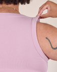 Tank Top in Lilac back close up on Miguel