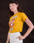 Side view of Wicker Park Tourist Tee on Alex