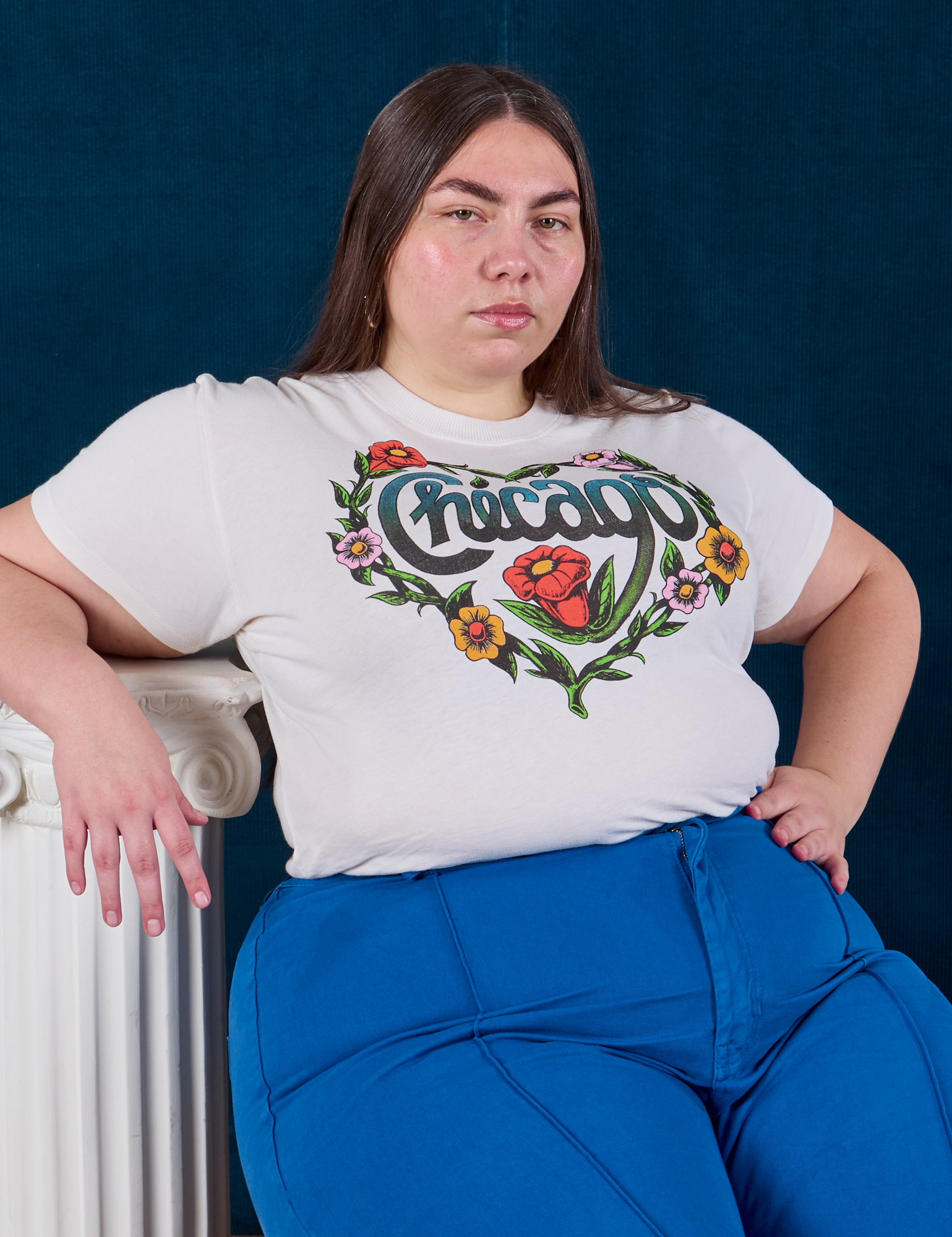 Marielena is wearing Chicago Tourist Tee