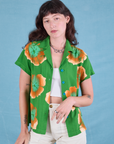Paintstamped Pantry Button-Up in Kelly Green on Alex