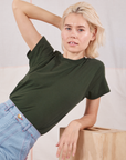 Madeline is wearing Organic Vintage Tee in Swamp Green