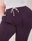Rolled Cuff Sweat Pants in Nebula Purple front close up on Marielena