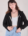 Cropped Zip Hoodie - Basic Black