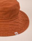 Wide Brim Denim Bucket Hats in Burnt Terracotta Close up