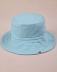 Wide Brim Denim Bucket Hat in Baby Blue