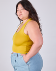Cropped Tank Top in Golden Yellow side view on Ashley