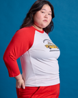 Taxi Raglan Tee in NYC side view on Ashley