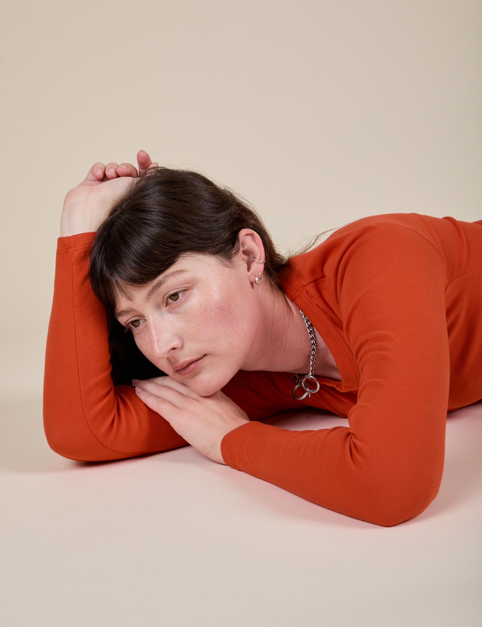 Long Sleeve Baby Tee - Chili Red