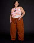 Kristen in the Black Star Airbrush Muscle Tee and Burnt Terracotta Corduroy Drop Pocket Cargo Pant