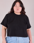 Ashley is 5'7" and wearing L Cropped Burly Tee in Basic Black