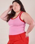 Colorblock Cropped Tank in Bubblegum Pink side view on Ashley