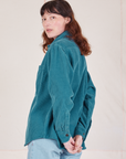 Corduroy Overshirt in Marine Blue side view on Alex