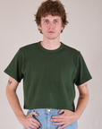 Cropped Burly Tee in Swamp Green on Quinn