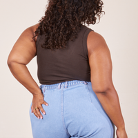 Back view of Cropped Tank Top in Espresso Brown worn by Morgan