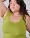 Cropped Tank Top in Gross Green close up on Ashley