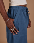 Drop Pocket Cargo Pants in French Blue side close up on Jerrod