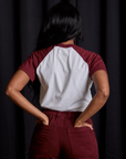 Back view of Raglan Tee in Clown on Kandia