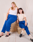 Alex and Juliet are both wearing Heritage Trousers in Royal Blue
