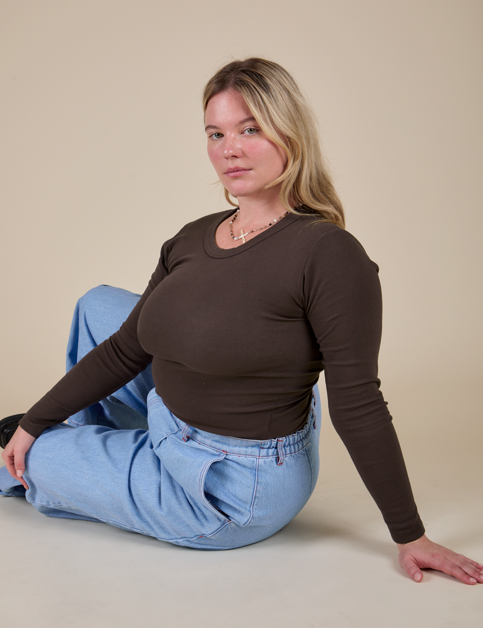 Long Sleeve Baby Tee - Espresso Brown