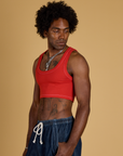 Contrast Stitch Mini Tank - Mustang Red